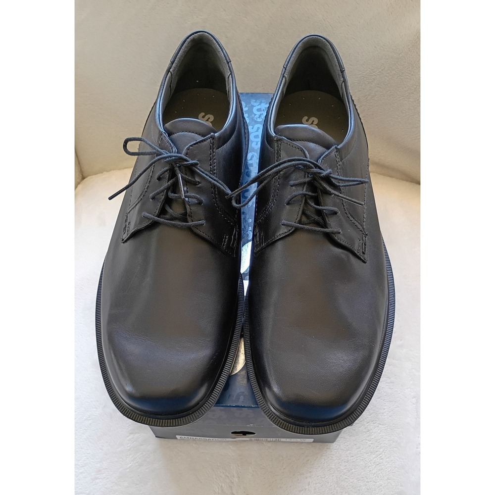 SAS Ambassador Mens Black Leather Lace Up Oxford Shoes 13.5 W Wide Made in USA